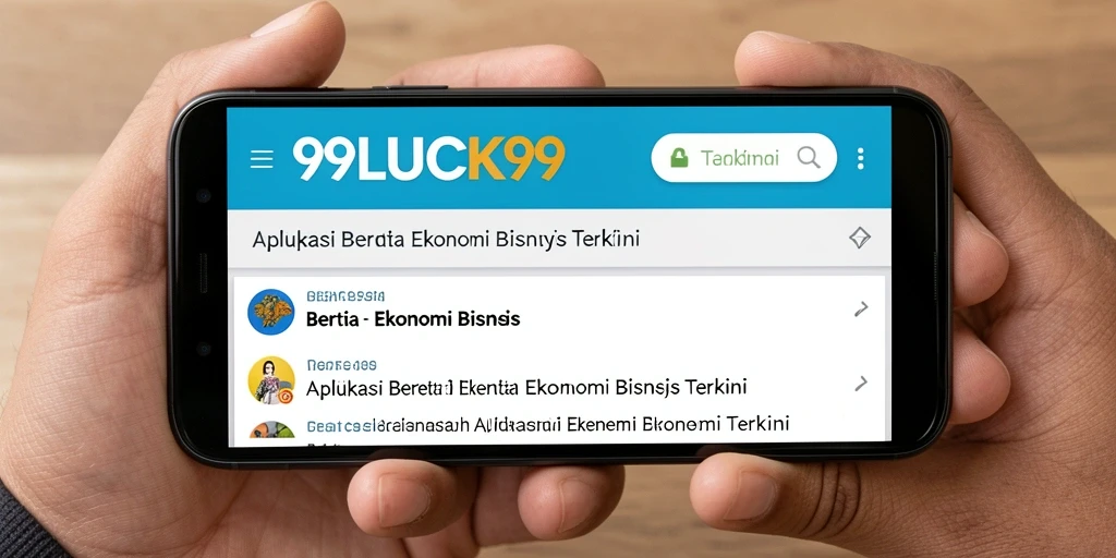 Tampilan utama aplikasi 99LUCK99 dengan berita ekonomi bisnis terbaru.