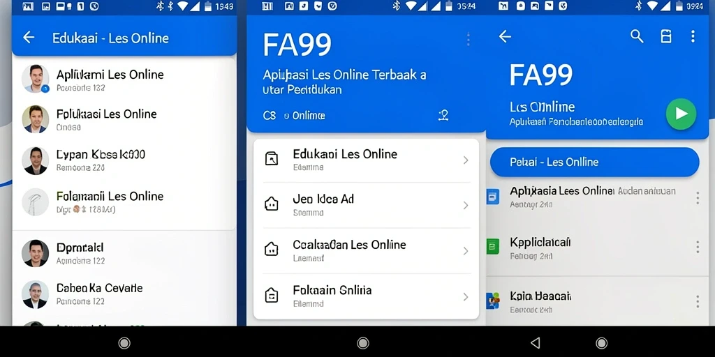 Antarmuka aplikasi Les Online FA99 yang interaktif dan mudah digunakan.