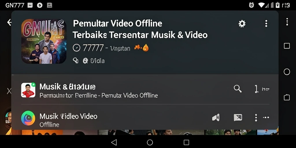 Tampilan antarmuka GN777 untuk Pemutar Video Offline yang praktis.