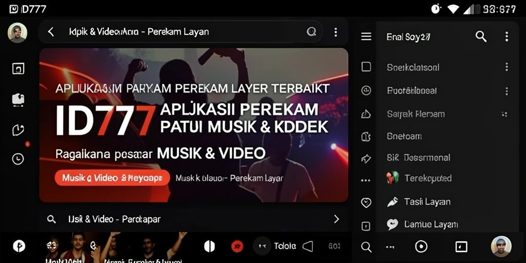 Tampilan antarmuka aplikasi Perekam Layar ID777 yang modern dan fungsional.