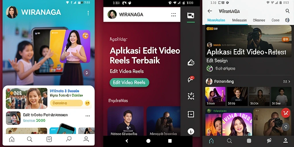 Tampilan antarmuka WIRANAGA dalam proses Edit Video Reels.